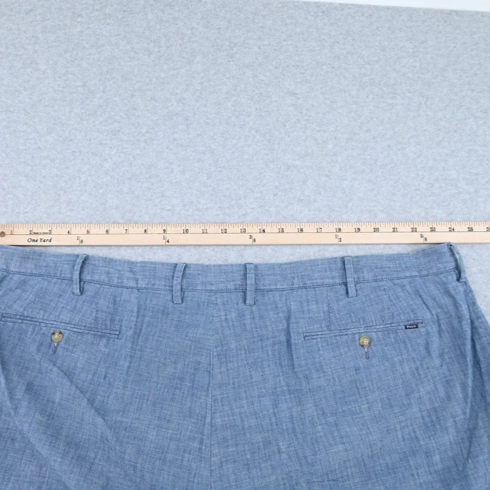 Polo Ralph Lauren Men 48 Classic Fit Blue Chambray Chino Shorts Quiet Luxury